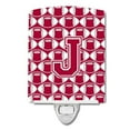 thumbnail image 1 of Letter J Football Crimson, Grey & White Ceramic Night Light, 1 of 1