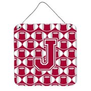 Letter J Football Crimson, Grey & White Wall or Door Hanging Prints