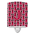 thumbnail image 1 of Letter J Football Crimson & White Ceramic Night Light, 1 of 1
