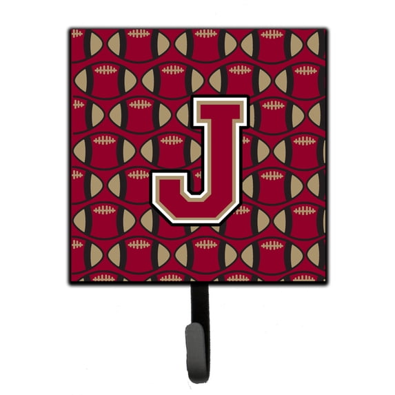 Letter J Football Garnet and Gold Leash or Key Holder