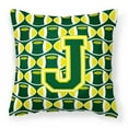 thumbnail image 1 of Letter J Football Green & Yellow Fabric Decorative Pillow - Green & Yellow - 14in. H x 3in. W x 14in. L, 1 of 1