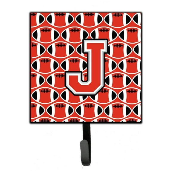 Letter J Football Scarlet and Grey Leash or Key Holder
