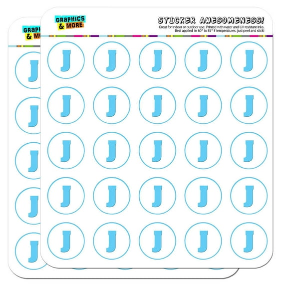 Letter J Initial Baby Boy Block Font Blue Shower 1" Scrapbooking Crafting Stickers