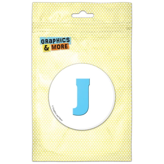 Letter J Initial Baby Boy Block Font Blue Shower Refrigerator Button Magnet