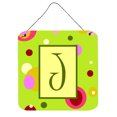 thumbnail image 1 of Letter J Initial Monogram - Green Aluminium Metal Wall or Door Hanging Prints, 1 of 1