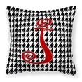 thumbnail image 1 of Letter J Initial Monogram - Houndstooth Black Fabric Decorative Pillow, 1 of 4