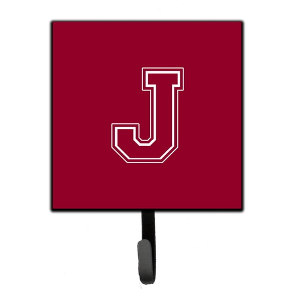 Letter J Initial Monogram - Maroon and White Leash or Key Holder