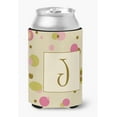 thumbnail image 1 of Letter J Initial Monogram - Tan Dots Can or Bottle Hugger, 1 of 5