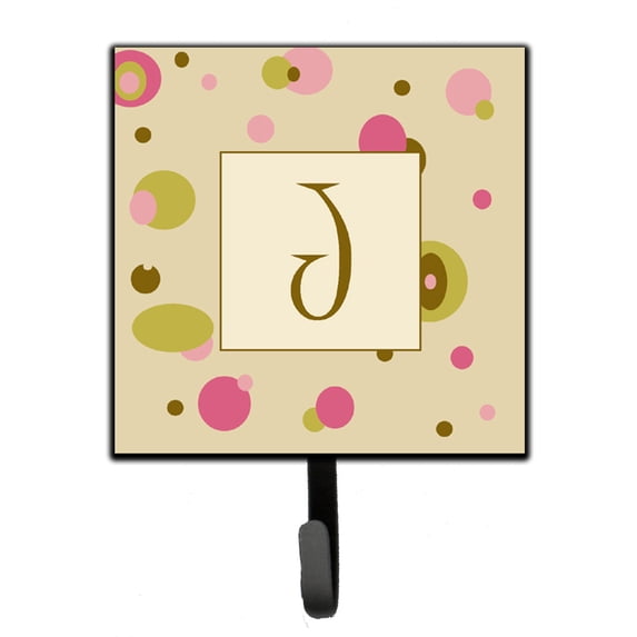 Letter J Initial Monogram - Tan Dots Leash or Key Holder