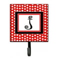 thumbnail image 1 of Letter J Initial  - Red Black Polka Dots Leash or Key Holder, 1 of 7