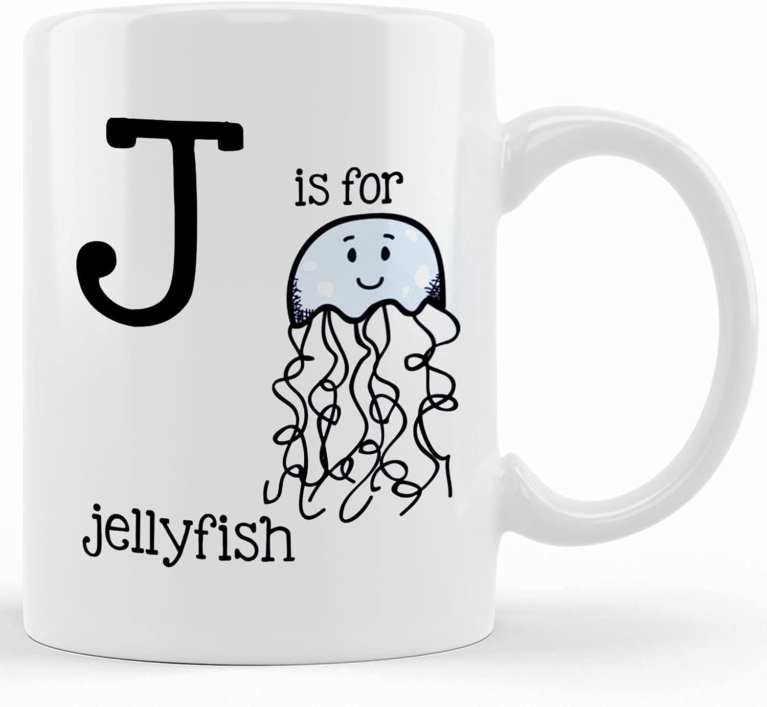 Letter J Is For Jellyfish Retro Enamel Mug Cup, Ceramic Novelty Coffee Mug, Tea Cup, Gift Present For Birthday, Christmas Thanksgiving Festival, 11oz Sarcasm With Sayings Mug
