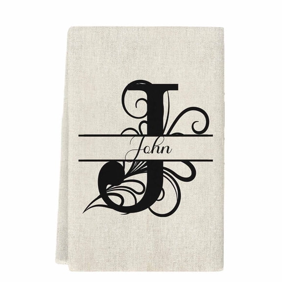 Letter J Kitchen Towels Set of 1, Absorbent Microfiber Dish Tea Towels with Hanging Loop, Monogram Words Resuable Hand Towel for Home Kitchen Cooking Cleaning 18"x28"