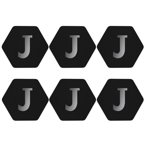 Letter J Logo Leather Drink Coasters for Drinks (6 Pack) for Tabletop Protection Hexagon