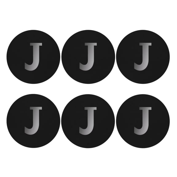 Letter J Logo Leather Drink Coasters for Drinks (6 Pack) for Tabletop Protection Round Shape