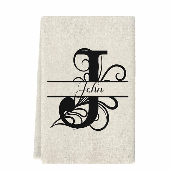 Letter J Microfiber Kitchen Towel, Monogram Words Soft Absorbent Dish Towels, Quick Drying Washable Dishcloths for Kitchen Cleaning, Drying Dishes, 18x28 Inches