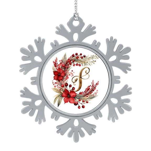 Letter J Monogram Letter Floral Watercolor Snowflake Pewter Christmas Ornament Floral Monogram Letter Customized Snowflake Metal Ornament Ornament for Christmas Tree