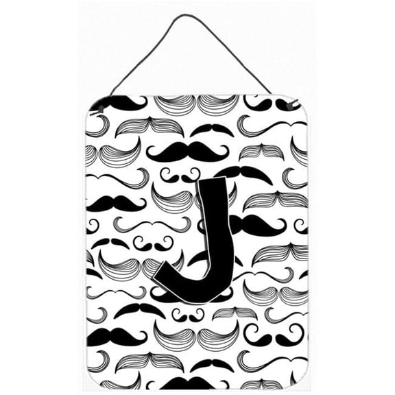 Letter J Moustache Initial Wall and Door Hanging Prints