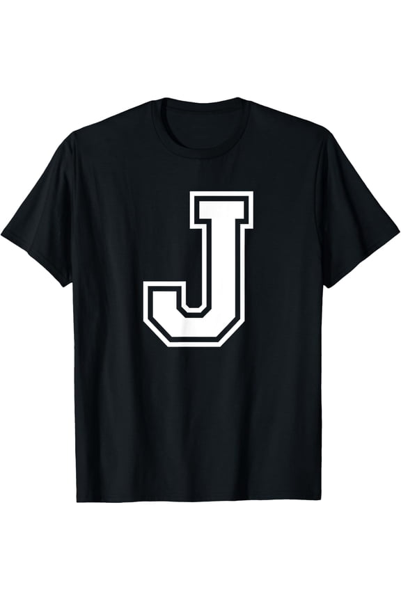 Letter J Name Initial Varsity Alphabet Monogram T-Shirt