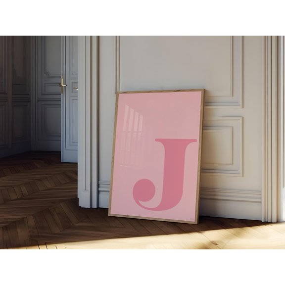 Letter J Poster Initial Wall Art Girly Dorm Decor (Pdf And Png) , Poster Print Only