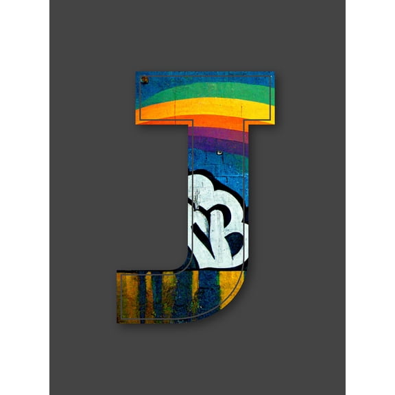 Letter J Pride Rainbow Decorative Graffiti Mural Alphabet Initial Stencil Extra Large XL Wall Art Poster Print