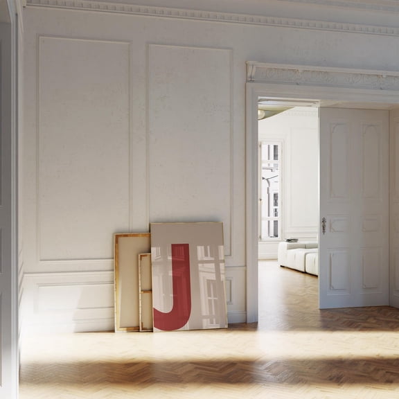 Letter J Print Red,Beige Initial Wall Art Bold Alphabet Print Nursery,,Dorm,College,Office,Bedroom,Living Room UNFRAMED Poster, Wall Art for Decor, Present, 24x36