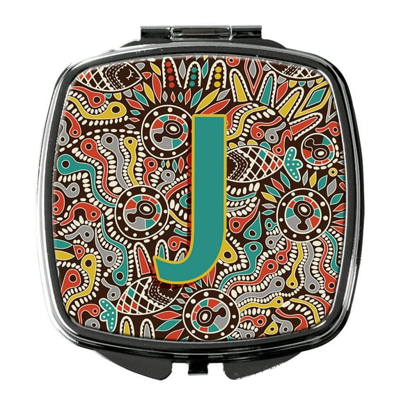 Letter J Retro Tribal Alphabet Initial Compact Mirror