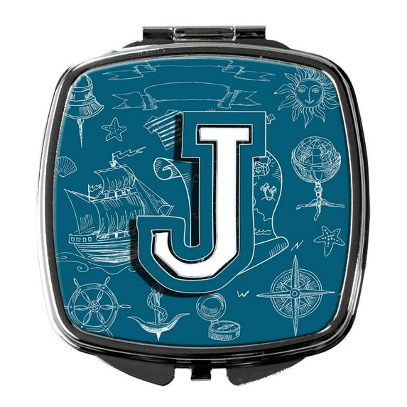 Letter J Sea Doodles Initial Alphabet Compact Mirror