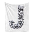 thumbnail image 1 of Letter J Soft Flannel Fleece Blanket, Soccer Balls in the Form of a Letter Futboll Alphabet Theme Teamplay Sports, Cozy Plush for Indoor and Outdoor Use, 60" x 80", Black and White, by Ambesonne, 1 of 5