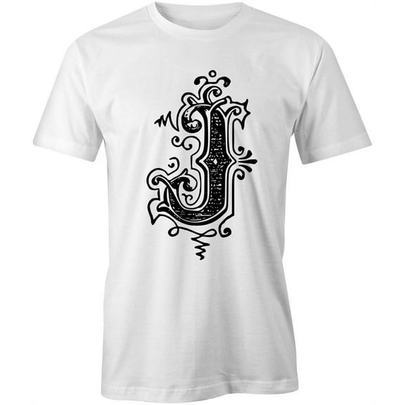 Letter J T-Shirt | Decorative Alphabet White Tee Gift