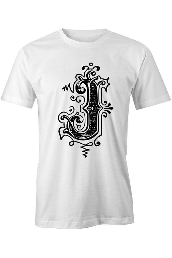 Letter J T-Shirt | Decorative Alphabet White Tee Gift