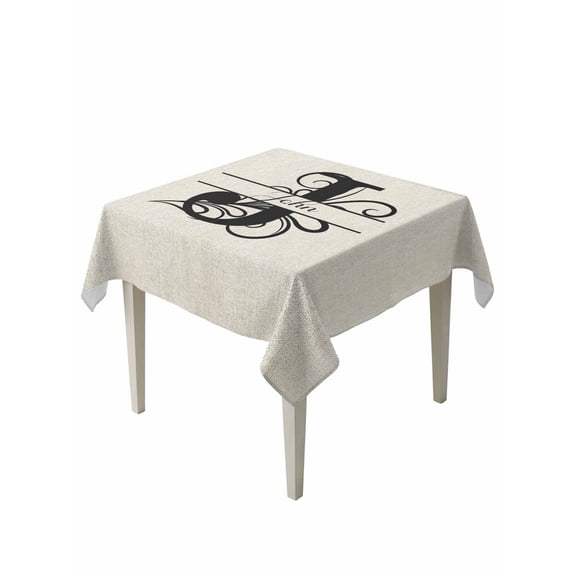 Letter J Table Cloth, Monogram Words Waterproof Tablecloth for Square Tables, Reusable Washable Fabric Table Cover for Restaurant Kitchen Dining Tables 60"x60"