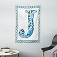 thumbnail image 1 of Letter J Tapestry, Illustration of Capital Letter J in Flower Pattern Design Ornamental Print, Wall Hanging for Bedroom Living Room Dorm Decor, 40W X 60L Inches, Blue Yellow Orange, by Ambesonne, 1 of 2