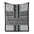 thumbnail image 1 of Letter J Throw Blanket, Monochrome Style Lines and Stripes with Old Vintage Look Classic Geometry, Flannel Fleece Accent Piece Soft Couch Cover for Adults, 70" x 90", Charcoal Grey White, by Ambesonne, 1 of 4