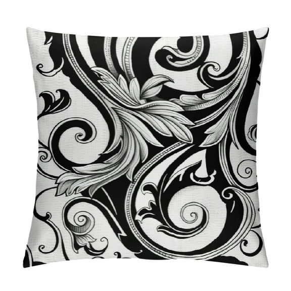 Letter J Throw Pillow Cushion Cover, Shabby Form Classic Written Initials J Character, Decorative Square Accent Pillow Case, Black Grey White