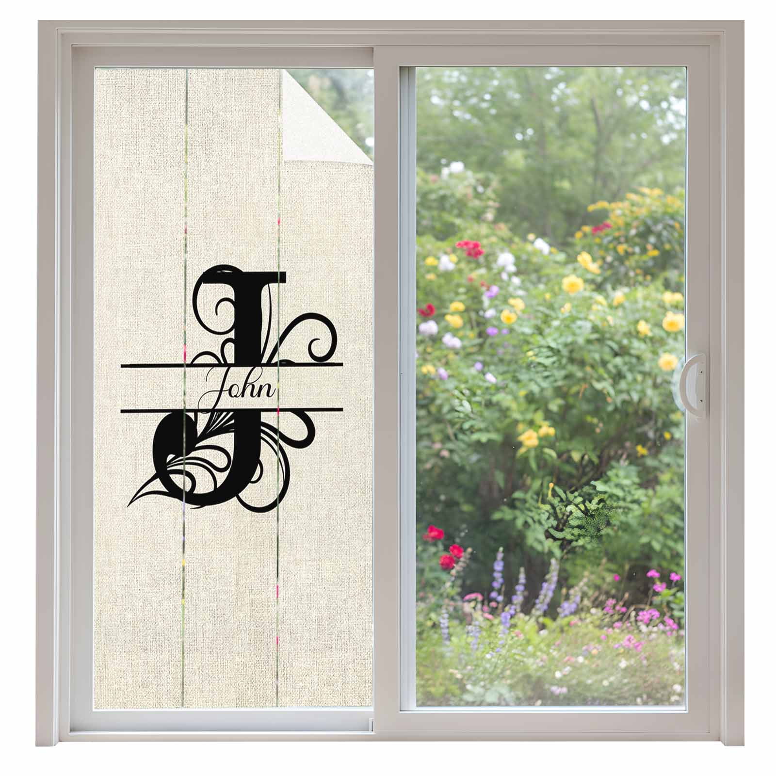 Letter J Window Privacy Film, Monogram Words Static Cling UV Sun ...