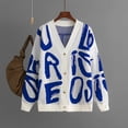thumbnail image 1 of Letter Jacquard Sweater Cardigan Women 2023 Autumn And Winter New Women's Long Sleeve Sweater Outside Fuzzy Sweater Cardigan Women plus Size Women Sweaters 1950s Cardigan Pregnancy Sweaters for Women, 1 of 3