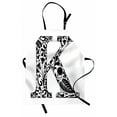thumbnail image 1 of Letter K Apron Nature Inspired Figures Black Silhouettes Swirls Abstract Rural Field Pattern, Unisex Kitchen Bib Apron with Adjustable Neck for Cooking Baking Gardening, Black White, by Ambesonne, 1 of 3