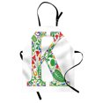 thumbnail image 1 of Letter K Apron Vivid Color Scheme Natural Inspirations Flowers Leaves Stalks Uppercase K Alphabet, Unisex Kitchen Bib Apron with Adjustable Neck for Cooking Baking Gardening, Multicolor, by Ambesonne, 1 of 3