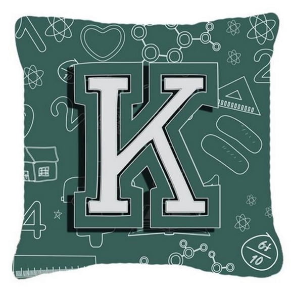 Letter K Back To School Initial Canvas Fabric Decorative Pillow