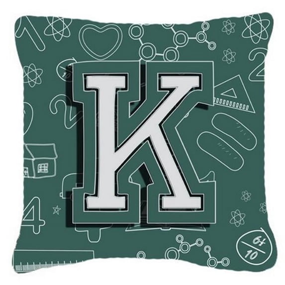Letter K Back To School Initial Canvas Fabric Decorative Pillow