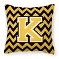 thumbnail image 1 of Letter K Chevron Black and Gold Fabric Decorative Pillow, 1 of 2