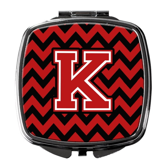 Letter K Chevron Black and Red   Compact Mirror