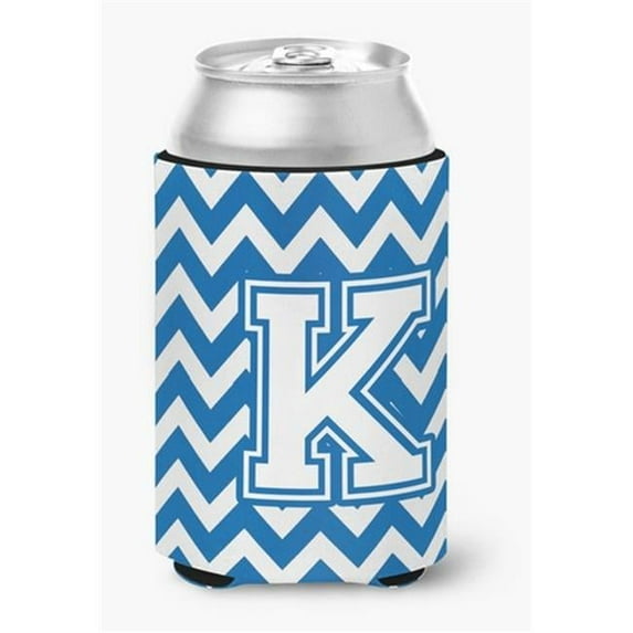Letter K Chevron Blue & White Can or Bottle Hugger, 0.25 x 4 x 5.5 in.