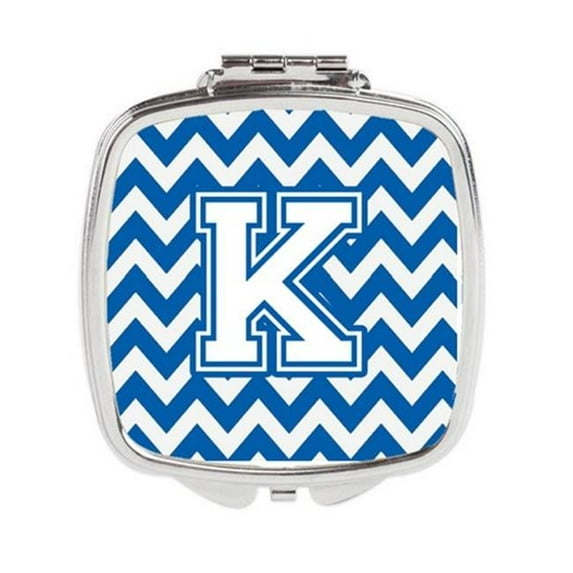 Letter K Chevron Blue & White Compact Mirror - 3 x 0.3 x 2.75 in.