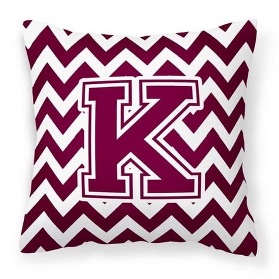Letter K Chevron Maroon & White Fabric Decorative Pillow - Maroon & White - 14in. H x 3in. W x 14in. L