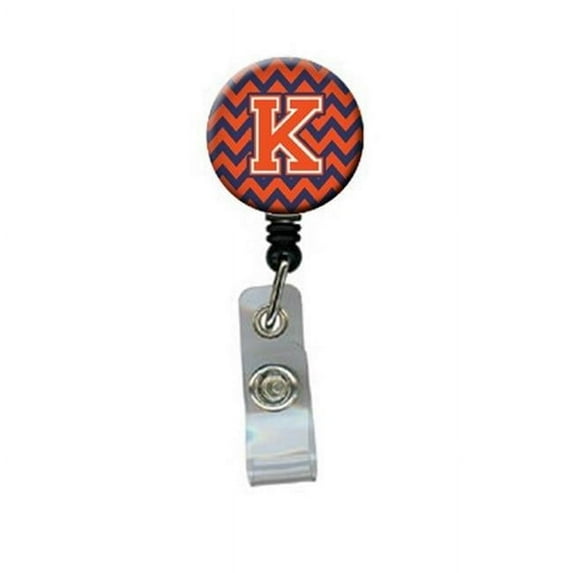 Letter K Chevron Orange & Blue Retractable Badge Reel