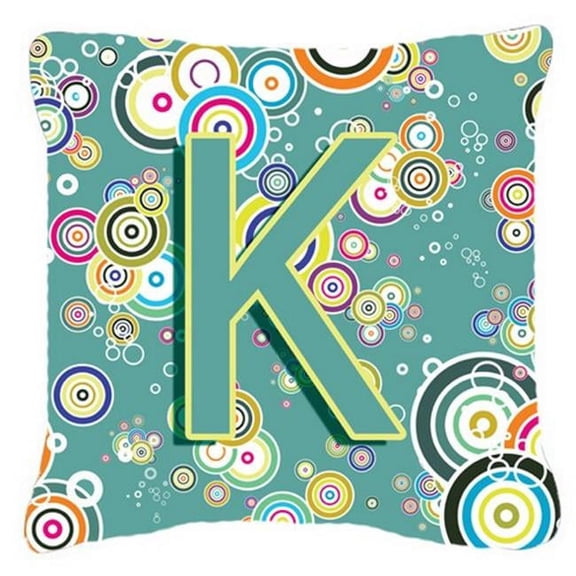 Letter K Circle Circle Teal Initial Alphabet Canvas Fabric Decorative Pillow