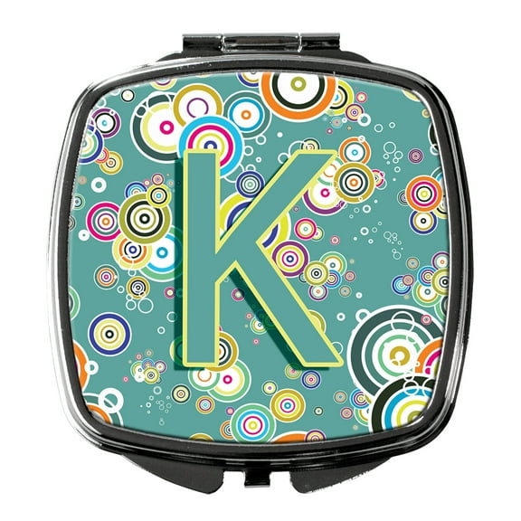Letter K Circle Circle Teal Initial Alphabet Compact Mirror CJ2015-KSCM