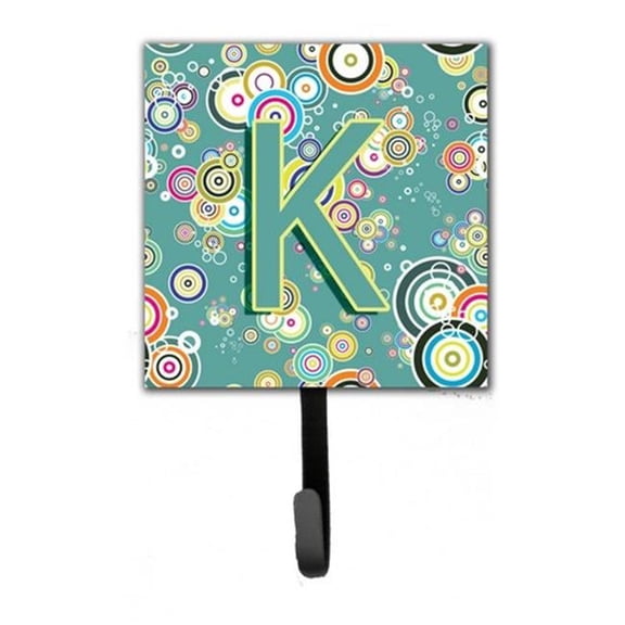 Letter K Circle Circle Teal Initial Alphabet Leash & Key Holder