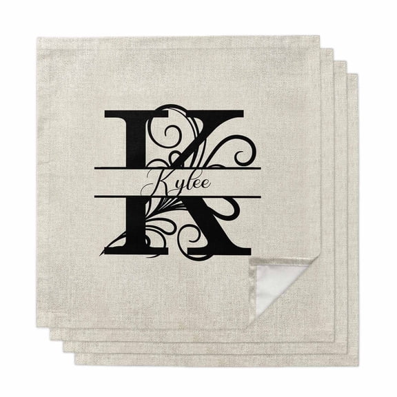 Letter K Cloth Napkins, Monogram Words Washable and Reusable Dinner Napkins Set of 4, Table Napkin for Kitchen Party Birthday Wedding Hotel Housewarming 20"x20"